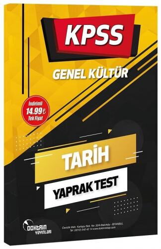 KPSS TARİH GENEL KÜLTÜR YAPRAK TEST